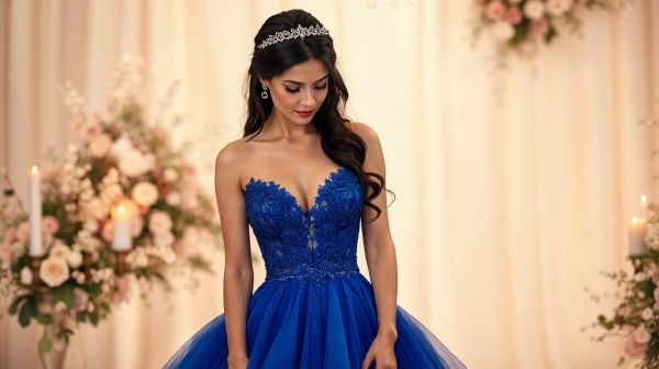 Choisissez une robe bleu électrique au décolleté plongeant pour mariage